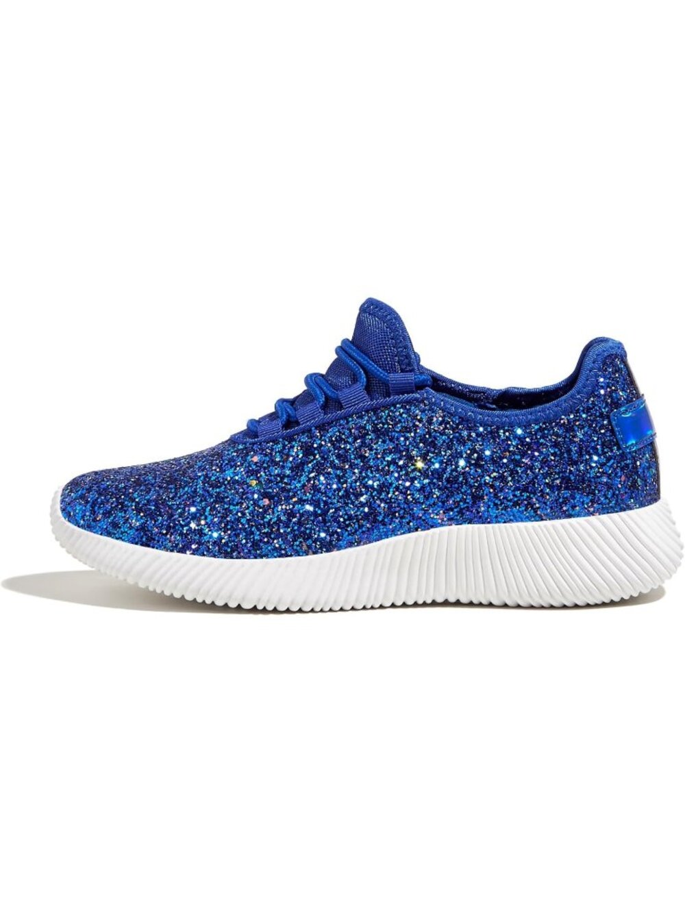 Women's Royal Blue Glitter Lightweight Slip On Running Fashion Walking Sneaker